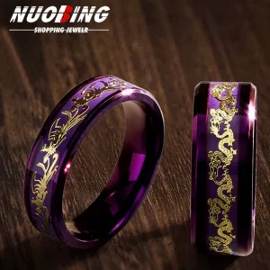 8mm Lila Tungsten & Edelstahl Ring