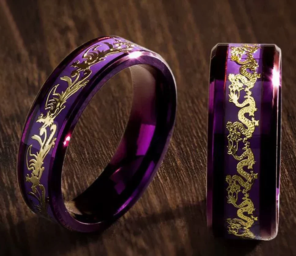 Lila Edelstahl Ring