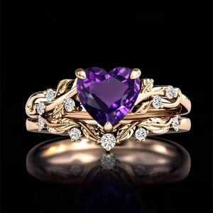 Purple Crystal Cubic Zirconia Rings for Women Stackable Irregular-Shaped European American Style Jewelry Hypoallergenic Gifts