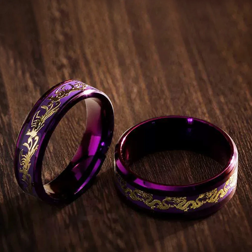 8mm Lila Tungsten & Edelstahl Ring – Bild 2