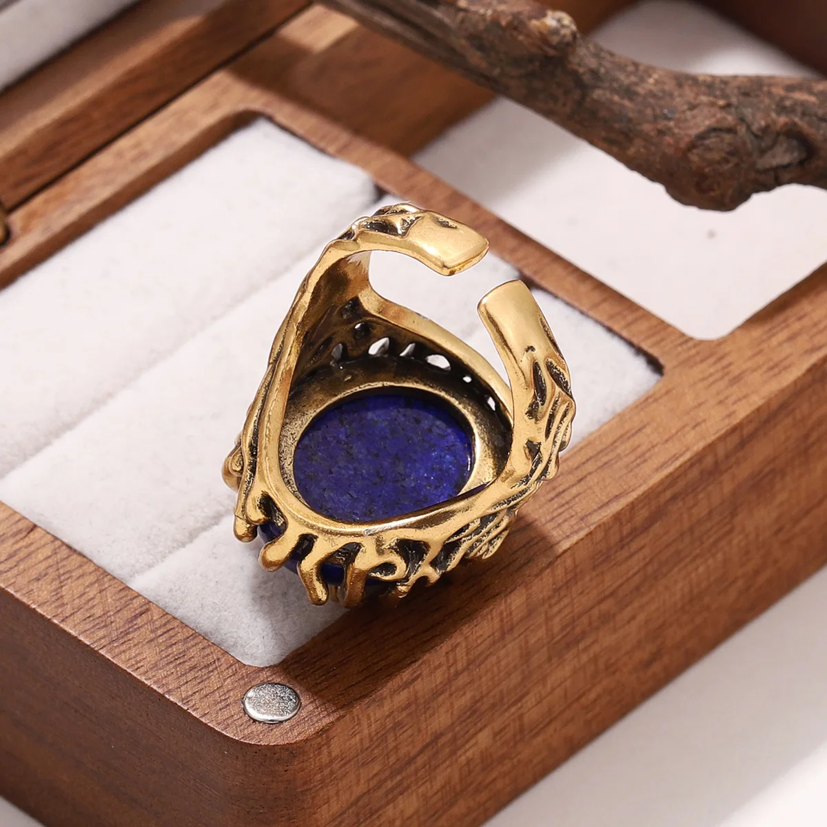 Vintage Lapis Lazuli – 18K Vergoldeter Ring – Bild 3