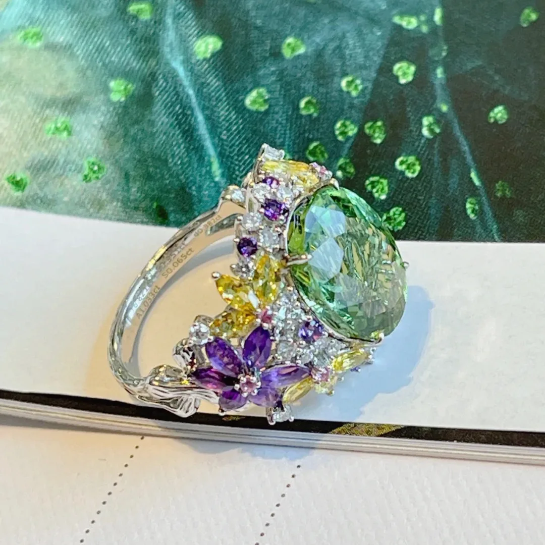 Verstellbarer 925 Sterling Silber Ring mit Farbigen Edelsteinen – Bild 3