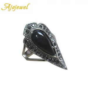Ajojewel Original Black Water Drop Ring