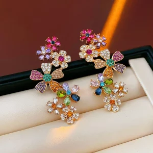 Elegante Bunte Blumen Ohrstecker
