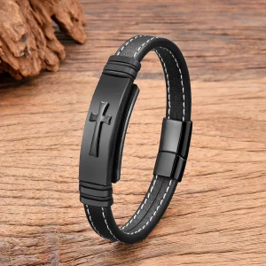 Herren Armband mit Edelstahl Kreuz