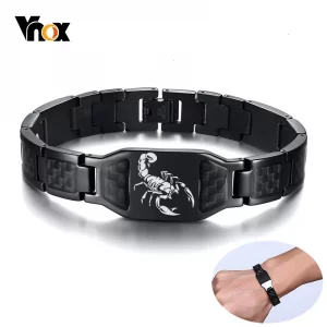 Herren Edelstahl Armband mit Carbon Fiber