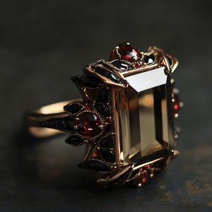 Dark Red Square Zirconia Ring aus Kupfer