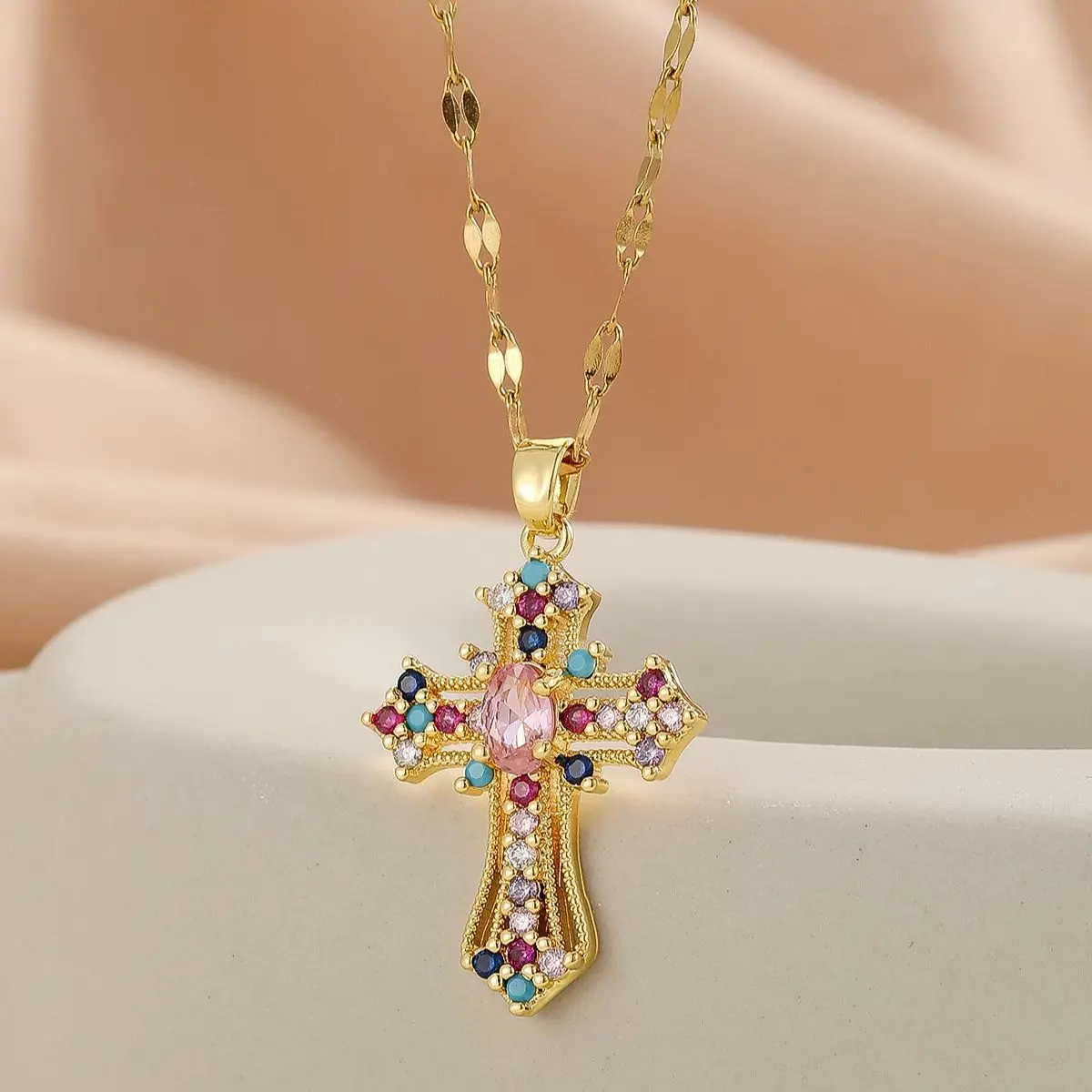 Rainbow Cross Kette