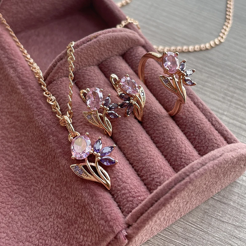 Purple Flower Earrings – Bild 5