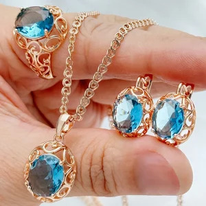 Blue Zircon Jewelry Set