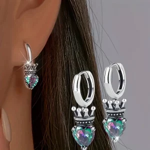 Crown Heart Earrings